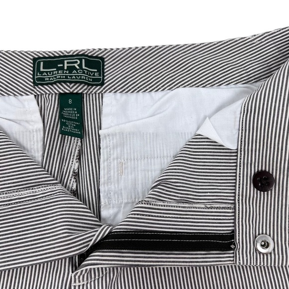 Lauren Ralph Lauren LRL Active Blue White Stripe Stretch Bermuda Shorts Size 8 - Picture 12 of 13
